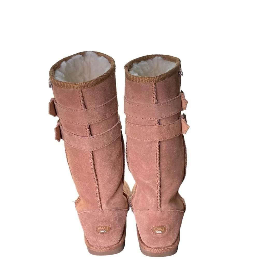 Emu Wool Tan Brown Winter Snow Boots with Buckle Accents Casual Size 6